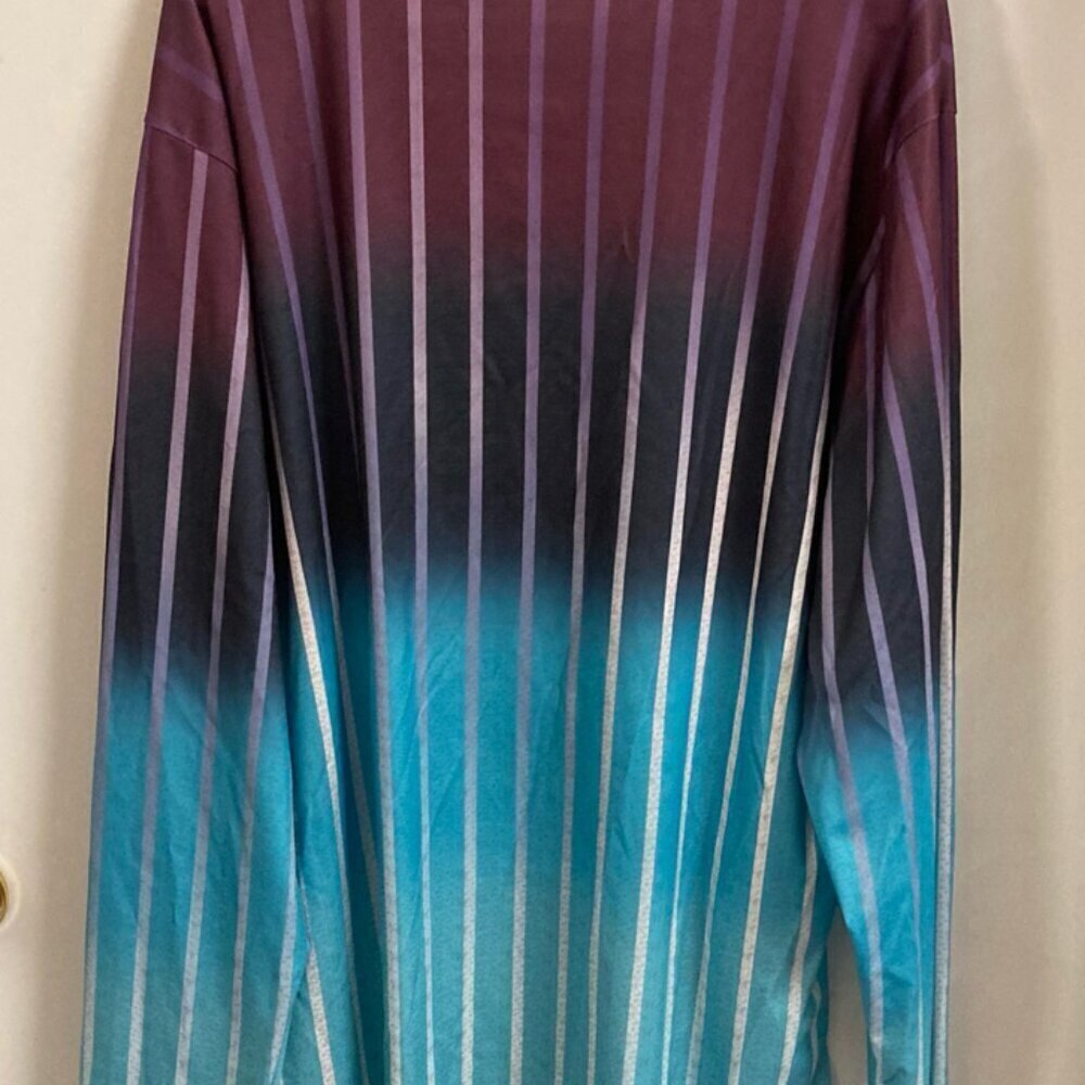 Women’s unique, graphic polyester V-neck top